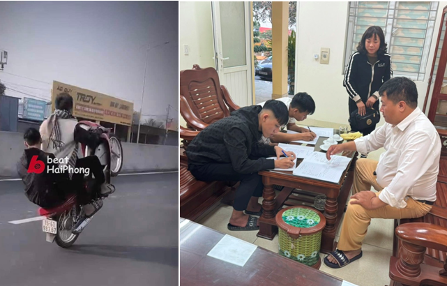 Trạm CSGT Lưu Kiếm (Phòng CSGT): Triệu tập, xử lý hai thanh niên điều khiển xe mô tô bằng một bánh
